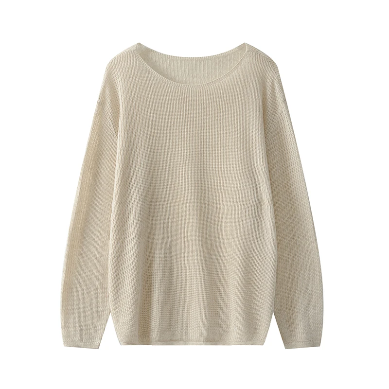 

INFFTRU Linen Long Sleeve round Neck T-Shirt Breathable Comfortable Women's Loose Fit Soft Style Spring Season China Made