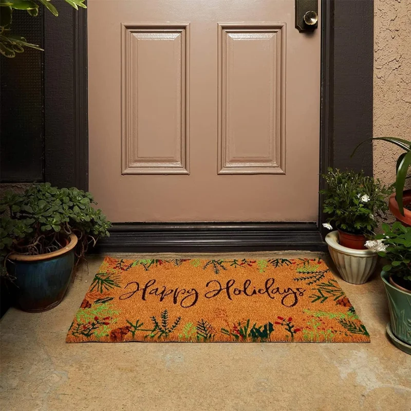 Happy Christmas Outdoor Entrance By Mat Border Holiday Home Decoration Floor Mat 50X80cm