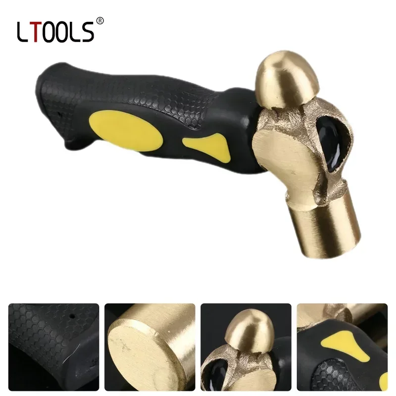 

Mini Handle Brass Hammer High Hardness Flat Head Striking Woodworking Double Head Explosion-proof Hammer Plastic Anti Slip Grip