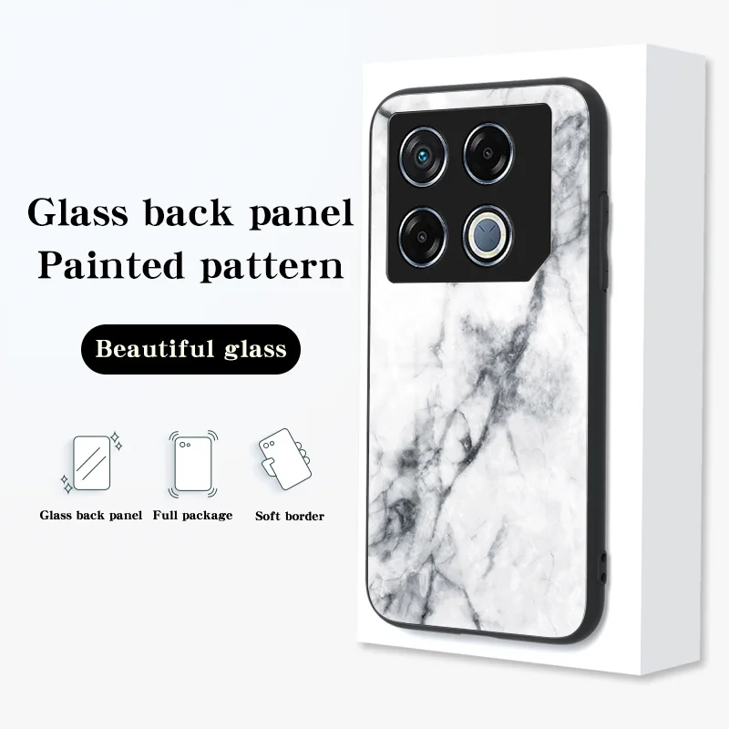 Infinix GT 20 Pro X6871 Case Marble Grain Tempered Glass Shockproof Hard Back Phone Case for Infinix GT 20 Pro GT20Pro X6871