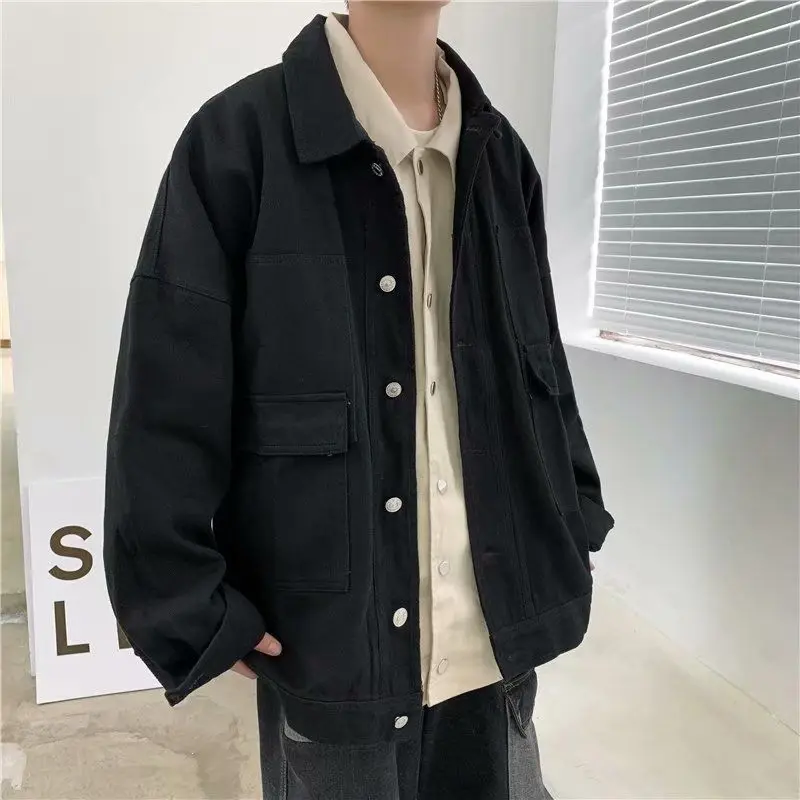 Ebaihui Mannen Denim Jassen Lente Herfst Lange Mouw Zwart Oversized Harajuku Jeans Jas Mode Koreaanse Mannelijke Kleding Tops