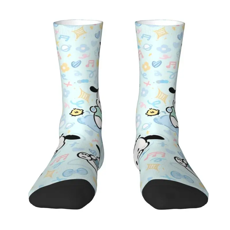 Custom Fashion Mens Pochacco Sanrio Cartoon Dress Socks Unisex Breathbale Warm 3D Printing Crew Socks