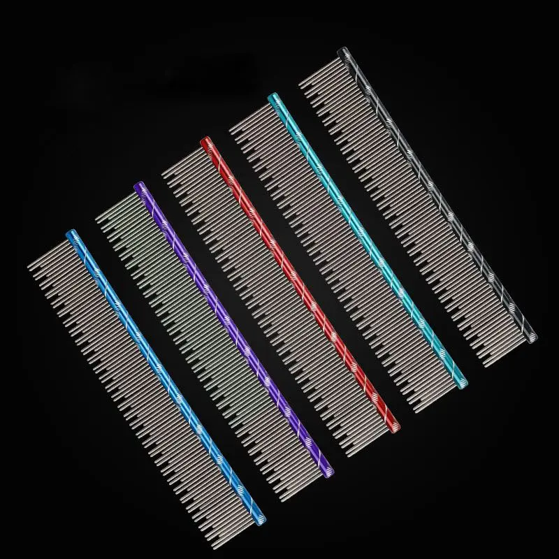 16/19cm Pet Grooming Row Comb Color Light Aluminum Comb With Dense Teeth  Beauty Straight Row Comb Comb For Short Hair Dogs Cats