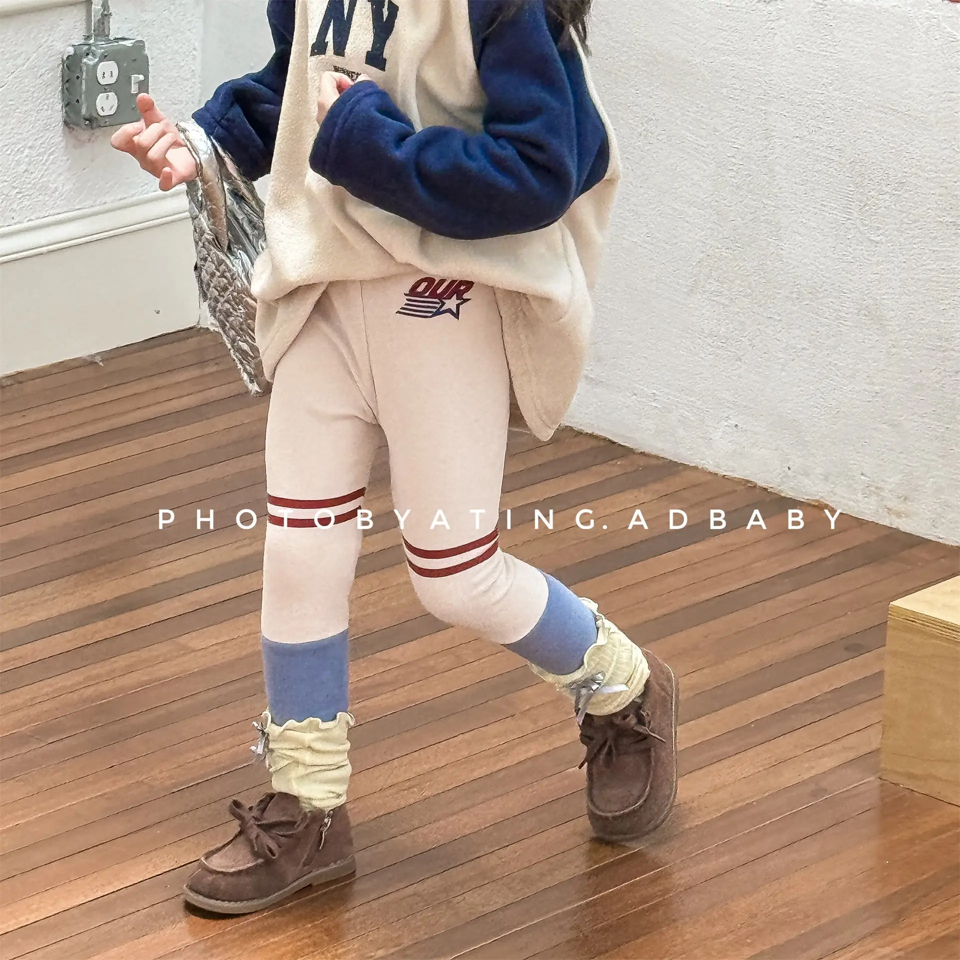2025 Winter New Plus Velvet Thick Girls Leggings Letter Print Children Fleece Trousers Baby Girl Warm Leggings Kids Clothes