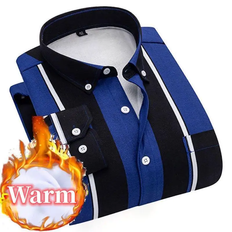 Men's Casual High Quality Soft Large Size Top Shirt Men's Fashion New Autumn Winter Casual Long Sleeve Plaid Shirt Thick Warm