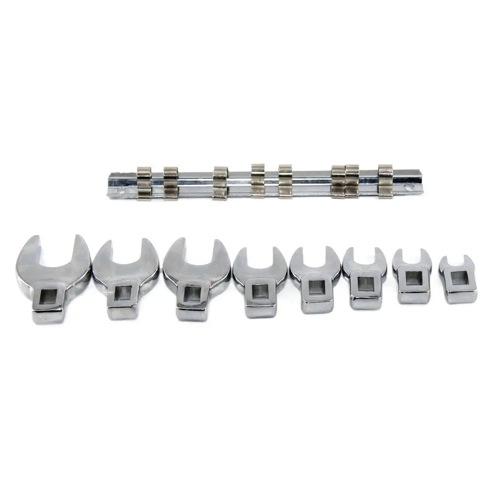 

Набор из 10 прочных гаечных ключей-крокфутов с приводом 3/8 дюйма, 10-22 мм, для гаек и метрических болтов, с открытым концом, для крепления