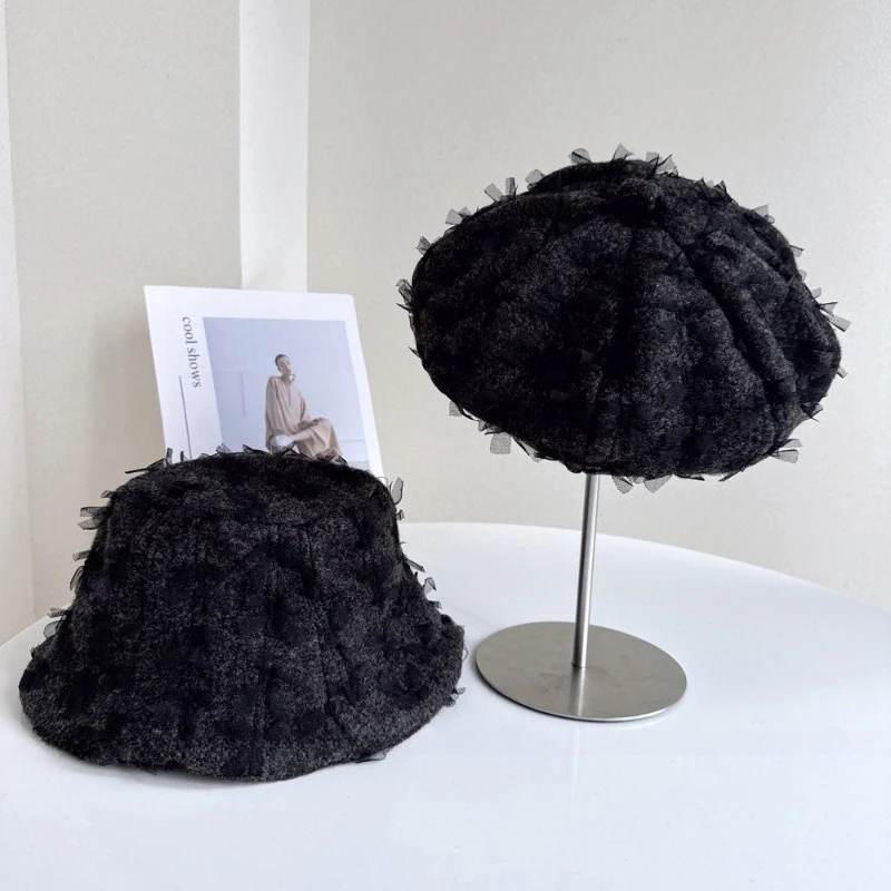 

Нишевые береты с бантом, кепки для женщин, осенние и зимние винтажные элегантные шапки художника, модная и универсальная шапка с тыквой