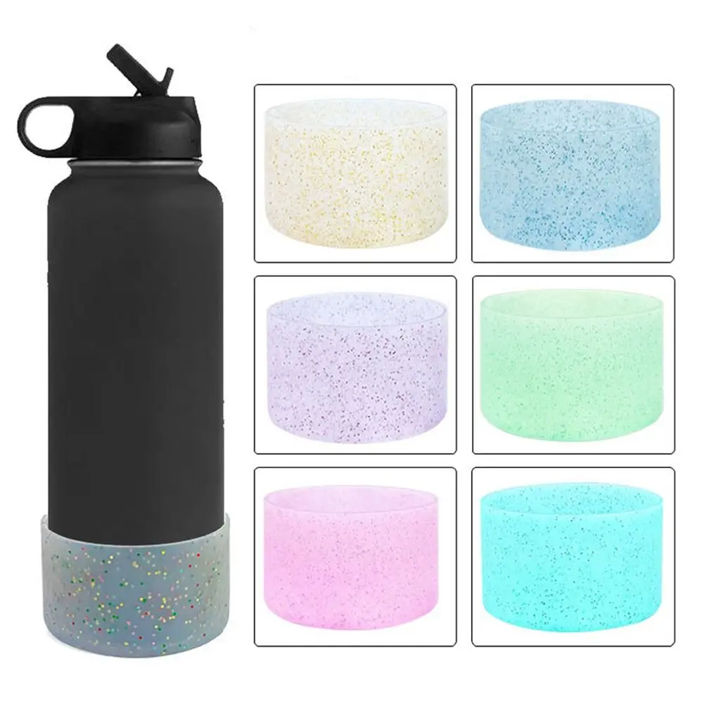 Botella de agua antideslizante, reemplazo de funda de botella de agua brillante de silicona, taza protectora