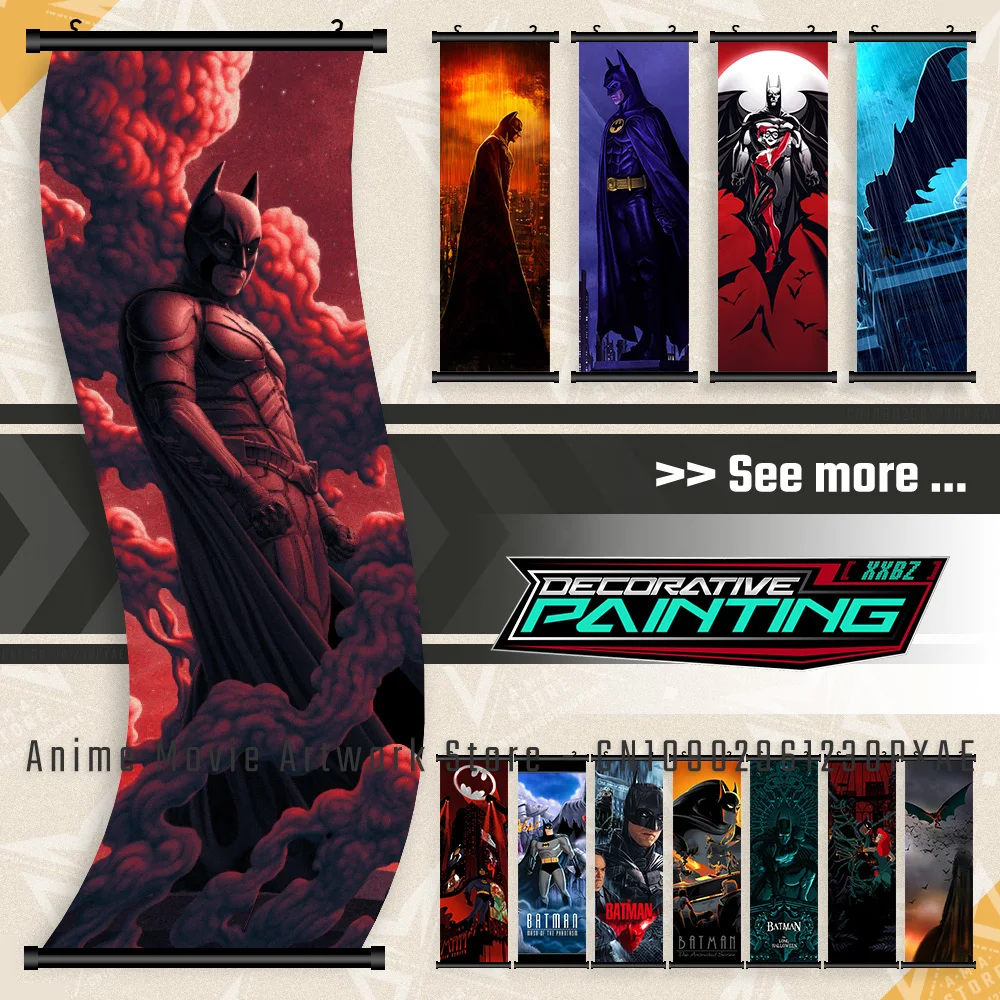 

Classic Movie Figures Hanging Painting Batman Wall Artwork Scrolls Picture Room Justice League Print Canvas Poster Home Decor