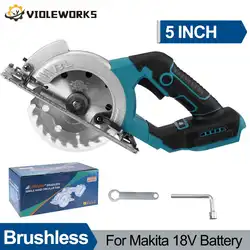 5 Inch 125mm Brushless Electric Circular Saw 10800RPM Cordless Efficient Woodworking Cutting Tool For Makita 18V Battery