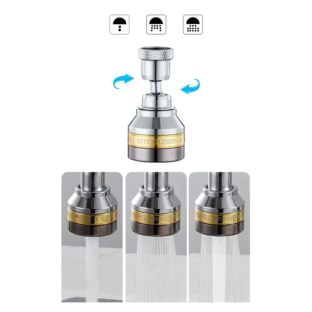 Kitchen Faucet Aerator Water Saving Nozzle Dual Function Faucet Nozzle Degree Rotary Sprayer Tap Nozzle Pressure Bubbler