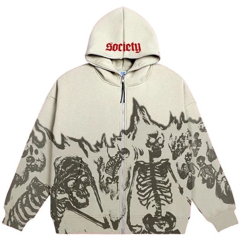 

Big promotion Europe, America, autumn and winter styles for men and women New Y2K hoodie couple long-sleeved skull coat