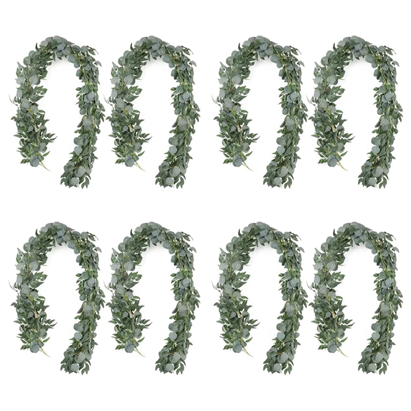 

Artificial Eucalyptus Garland With Willow Vines, 8 Packs 6.5 Feet Eucalyptus Garland Greenery, Silver Dollar Eucalyptus