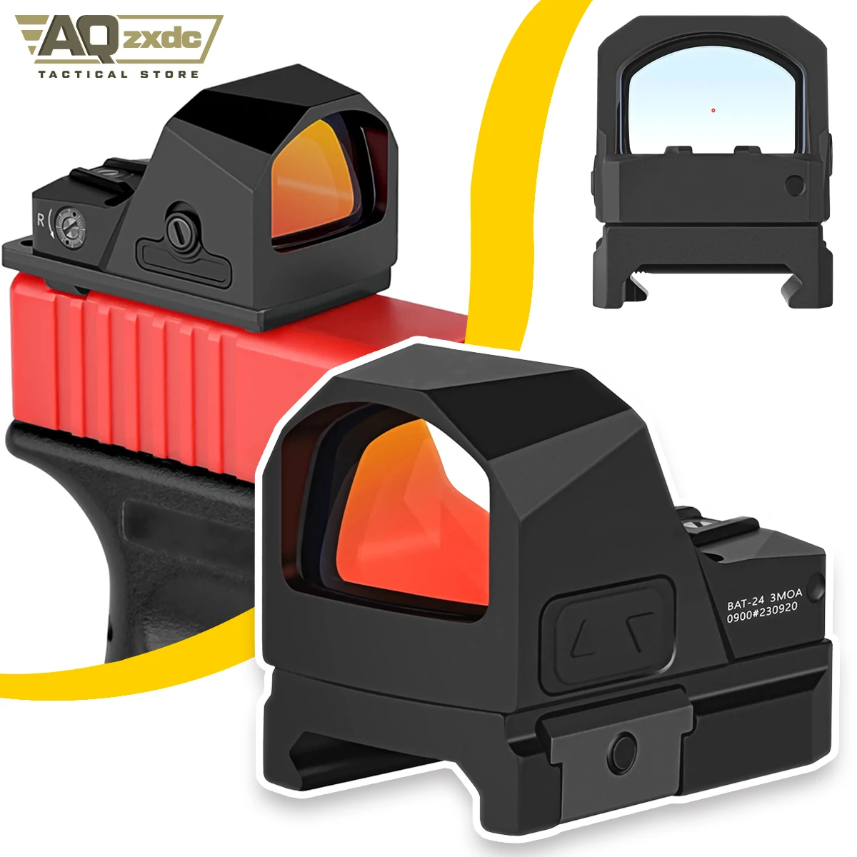 AQzxdc Tactical IPX7 1800G Red Dot Scope Glock Pistol Handgun Rifle Sight Waterproof Shockproof Hunting Reflex Sight