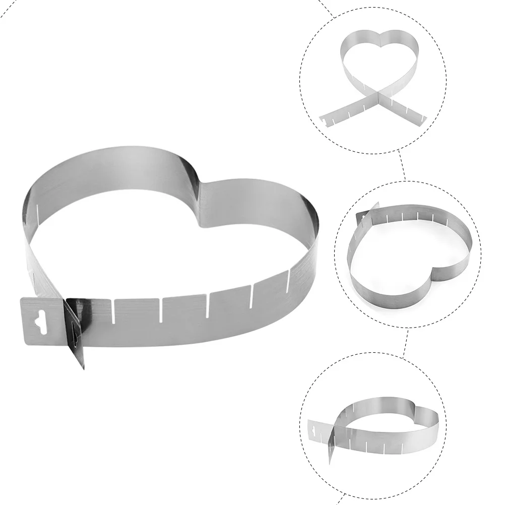 

Heart-Shaped Adjustable Cake Ring Stainless Steel Reusable Non-Stick Baking Mold Multi-Function Mousse Ring Household Baking
