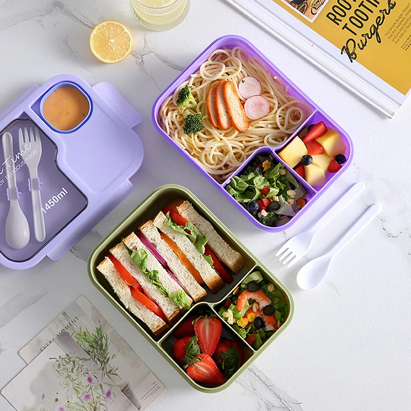 Bento Lunchbox für Kinder Mädchen Cartoon Studenten Kawaii niedlich beheizt 3 Gitter Sandwich Snack Food Box spezielle Kantine Lebensmittel Lagerung