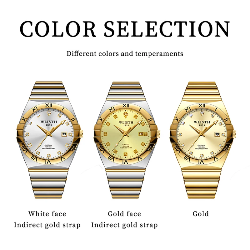 ساعات رجالية الماس تصميم التقويم المضيء شخصية ورائعة نمط الأعمال كوارتز ساعات المعصم للماء Relogio #4