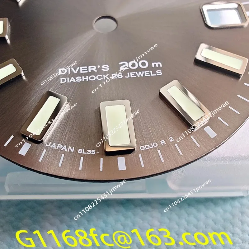 Hochwertiges 62MAS Sun Grey Modifiziertes Zifferblatt für NH35-Uhrwerk Japan C3 Grün leuchtende echte Nagelplatte