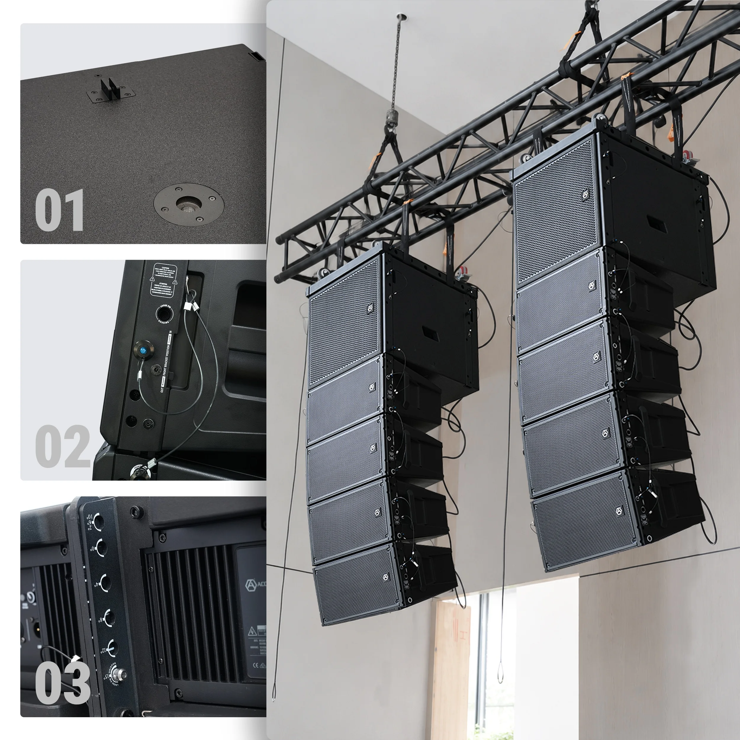 Accuracy CLA208A-COMBO Complete PA System Solution Professional-grade Active Dual 8 Inch Line Array System Set with Wireless