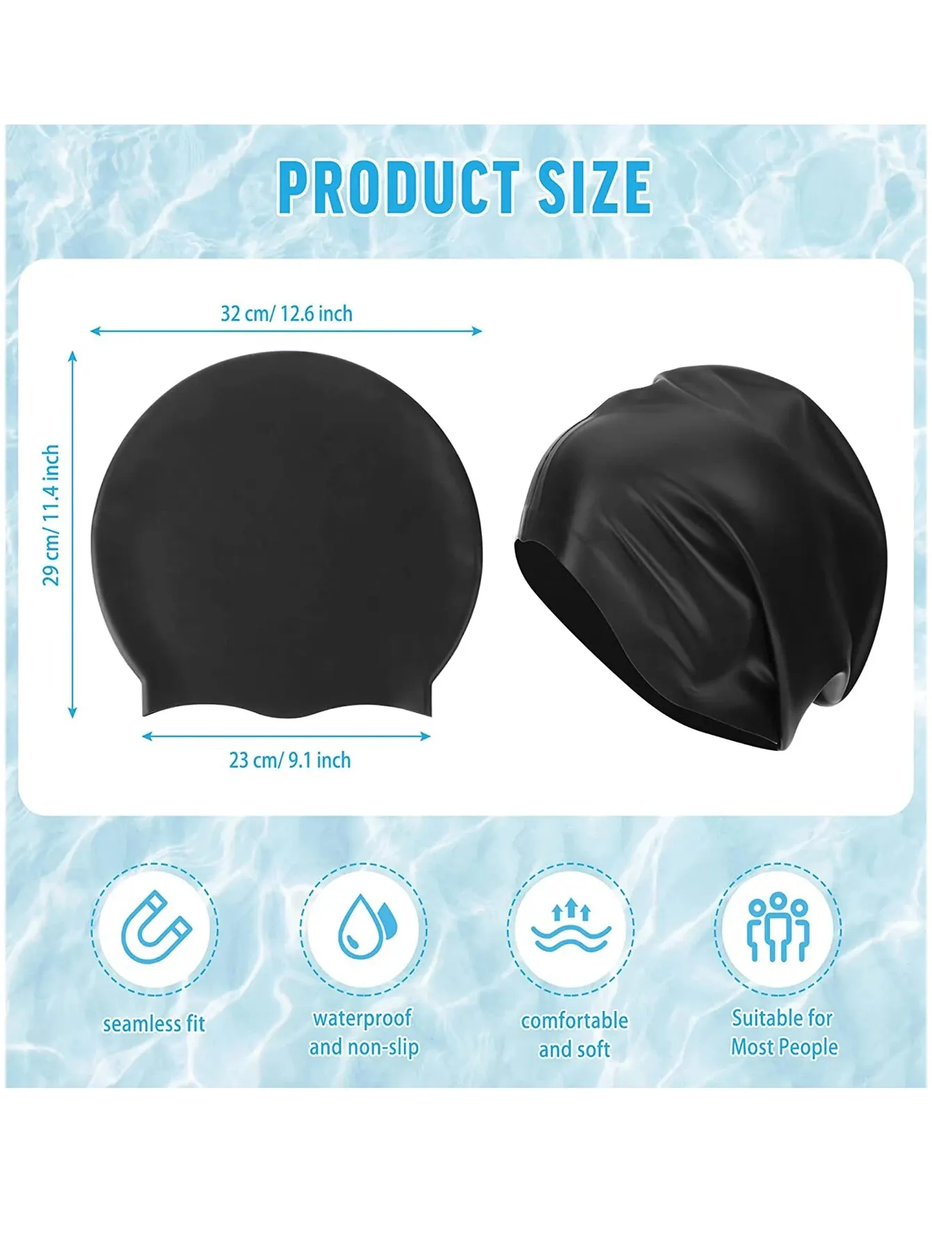 1pcs Long Hair Oversized Swimming Cap, Waterproof Silicone Swimming Cap Suitable for Women, Men, Braids, Braids, Afros