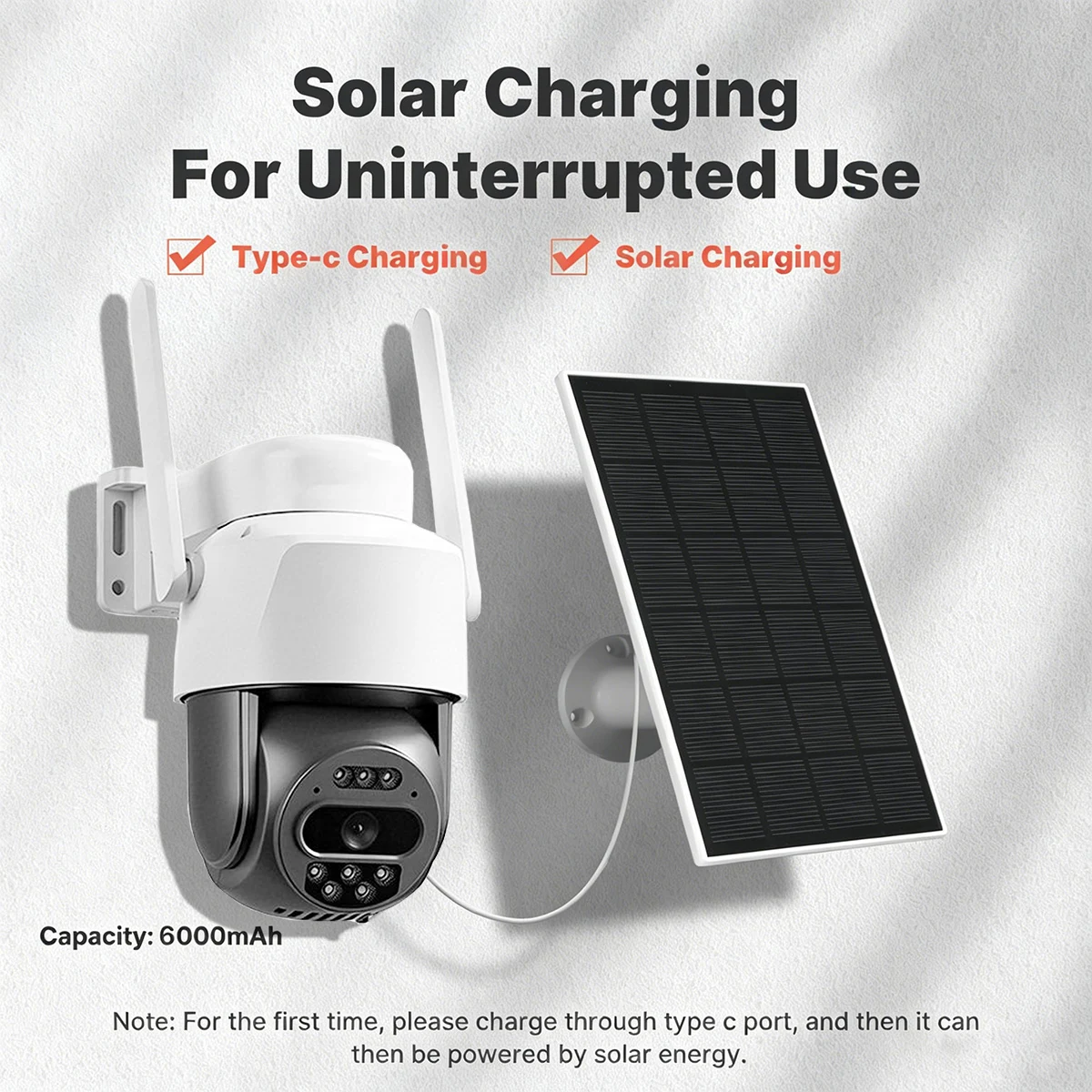 4G LTE Solar Security Camera PTZ Outdoor Wireless IP Camera with SIM Card Slot Built-in Battery Long Standby CCTV Surveillance