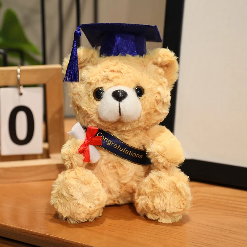 18 cm Dr. Bear süßes Plüschtier, klein, hellbraun, Teddy-Kleidung, Arzthut, Puppe, Abschlussgeschenke – Detail 3