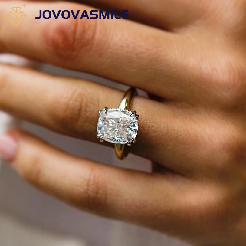 

JOVOVASMILE 5 Carat 11x9mm Crushed Ice Cushion Cut Moissanite Reverse Tapered solitaire Band 1.8mm to 3.2mm for Woman Jewelry