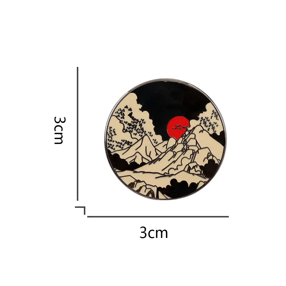 Mountain Sunshine Enamel Pin Tree Forest Brooch Explore The Nature Badge Travel Metal Pins Collar Jewelry Backpack Decoration