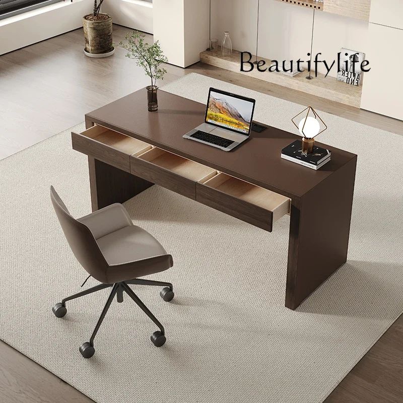 

O письменный стол, итальянский минималистичный светильник для домашнего кабинета, роскошный ретро элитный письменный стол, дизайнерский современный минималистичный компьютерный стол