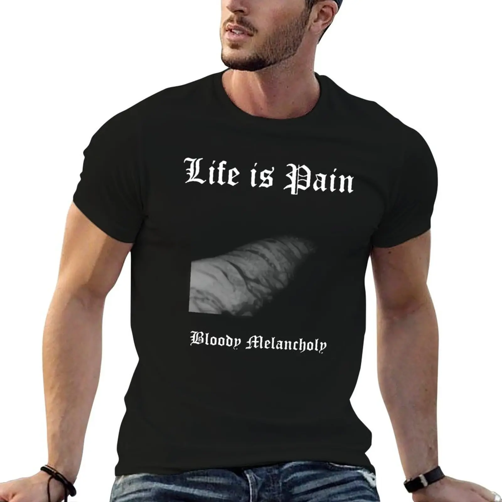 Life is Pain Bloody Melancholy T-Shirt t shirts cotton 100% t shirts with prints man t shirts cotton T-shirt