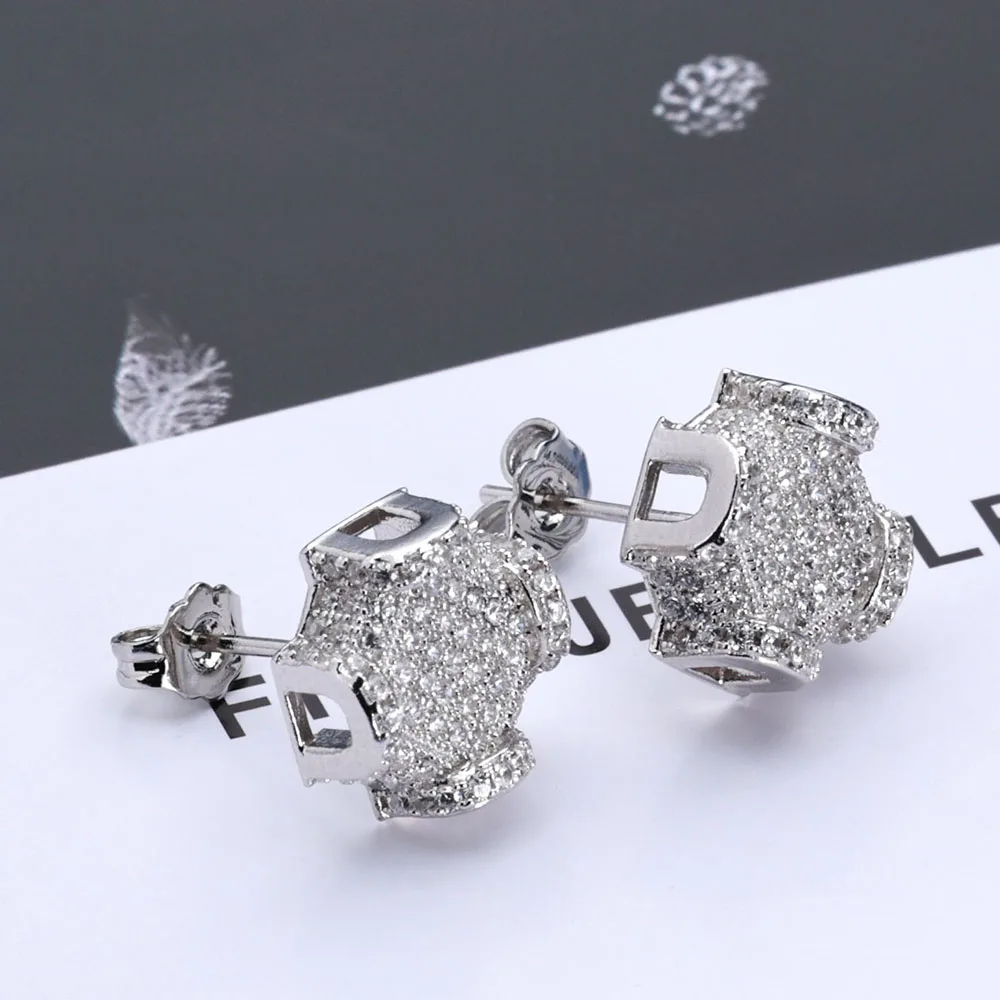 ESKEEM Fine Jewelry 12mm Iced Out Diamond VVS Moissanite Earrings Men 925 Sterling Silver Stud Earrings Women Jewelry