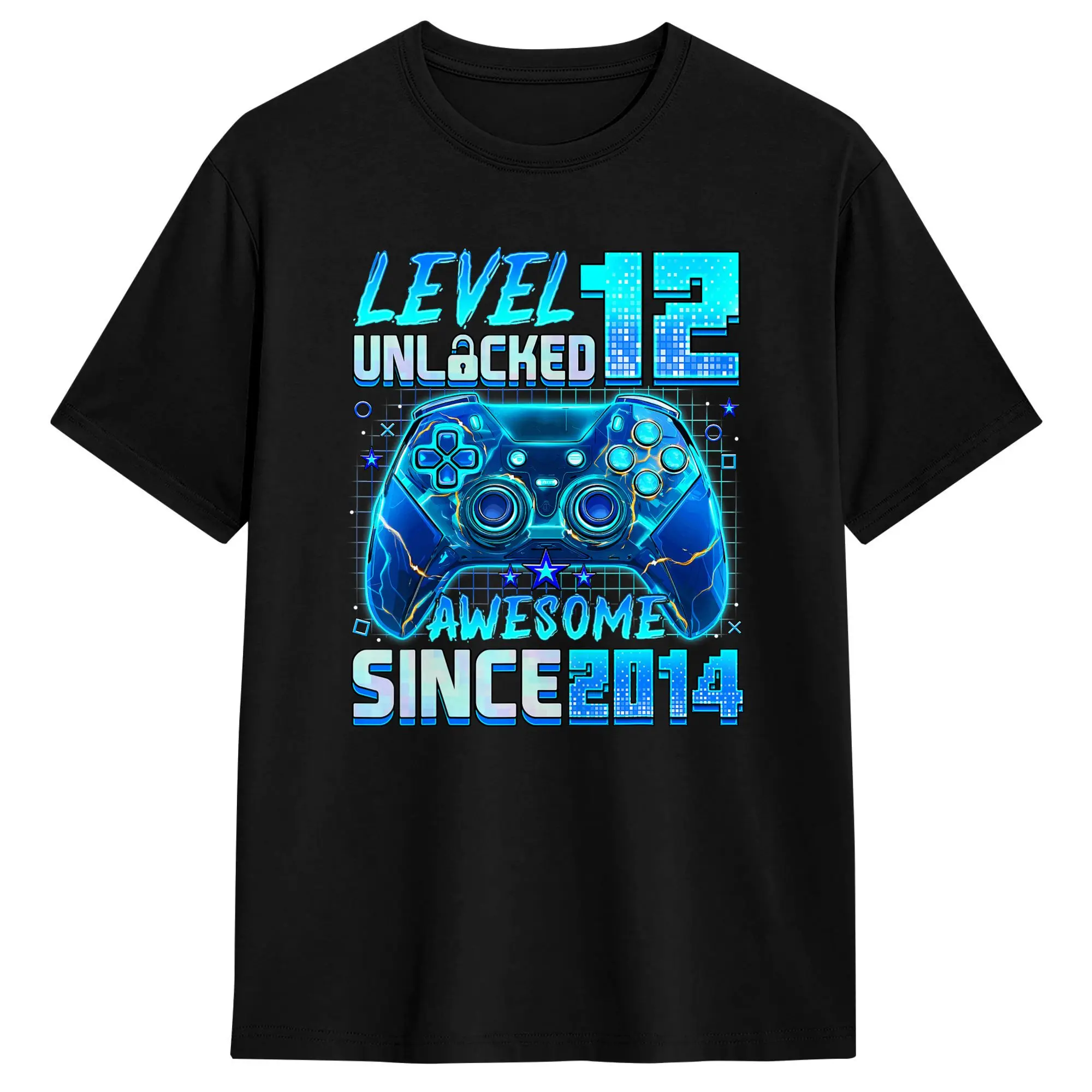 Harajuku T Shirt Summer Level 12 Unlocked Awesome Since 2014 12th Birthday Gaming Novelty T-Shirts  Cotton Tee Shirt for Men