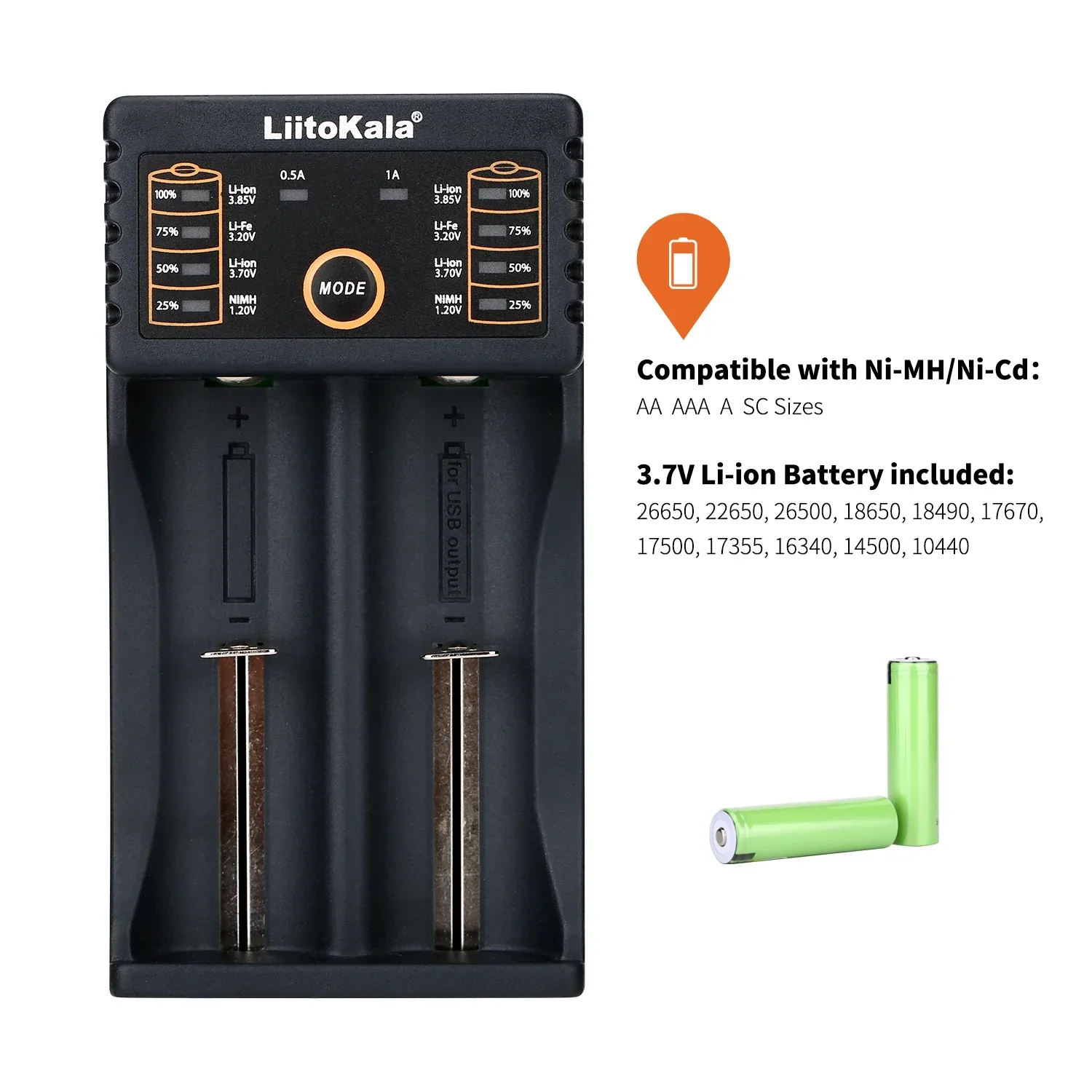 LiitoKala Lii-202 18650 Charger 1.2V/3.7V/3.2V/3.85V 21700 20700 2665014500 16340 NiMH li-ion battery Smart charger