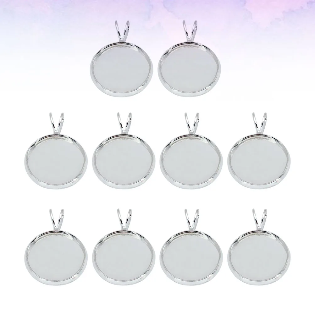 

10 PCS Pendant Tray Round Trays Bezel Setting Making Jewelry Silver Copper Plating Photo