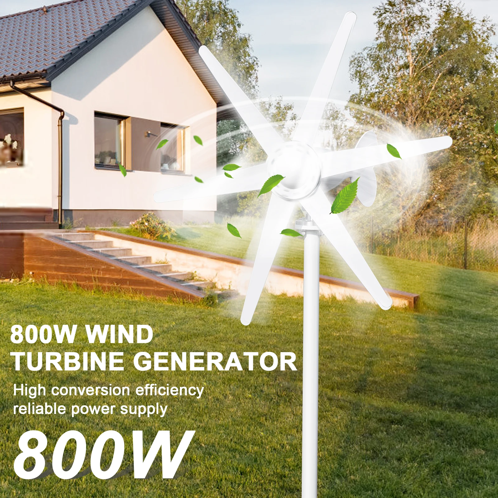 6pcs White Fan Blade Assembly, Small Wind Turbine Accessories Suitable for