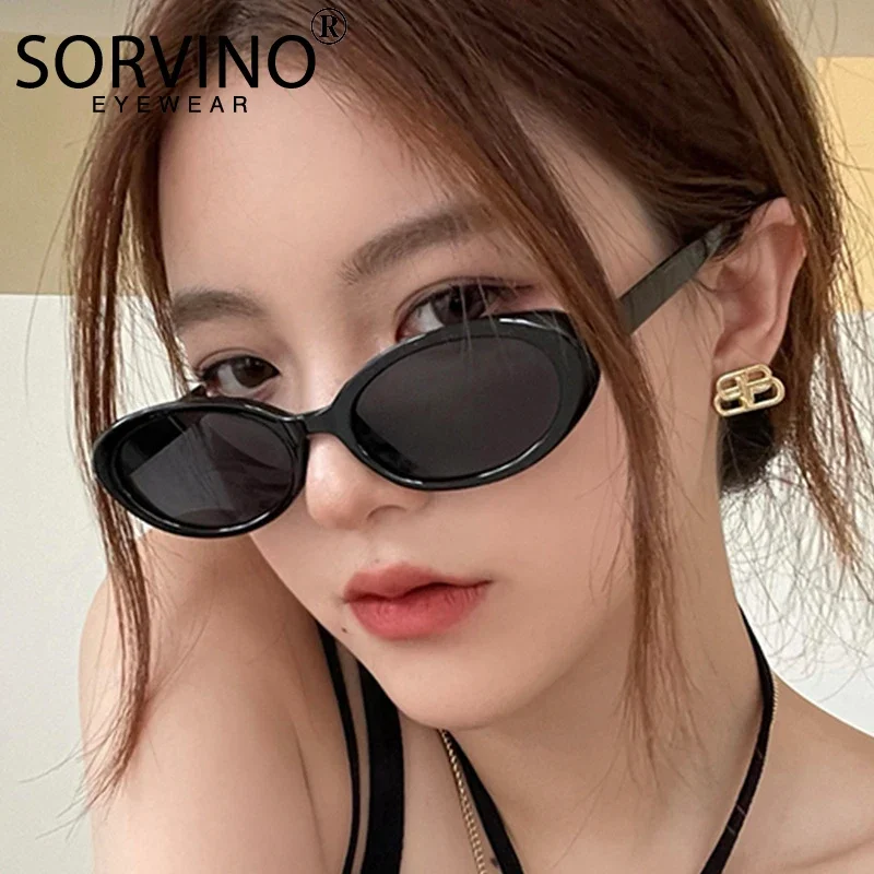 SORVINO Small Frame Vintage Sunglasses Men Women Brand Designer Sun Glasses Male Fashion Shades Oval Black Retro Oculos De Sol