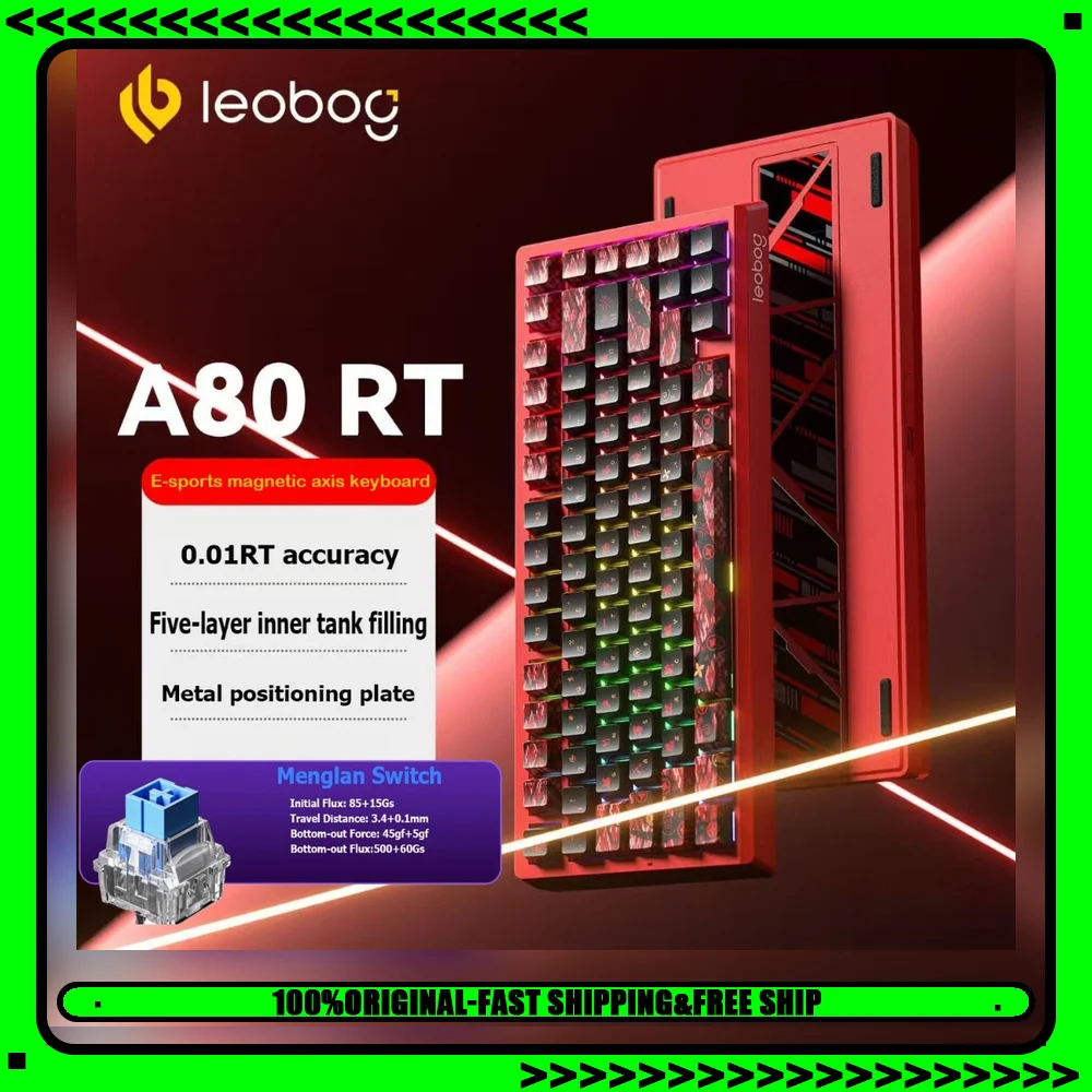 LEOBOG A80RT Magnetic Switch Gaming Keyboard Rapid Trigger RGB Backlight Low Latency Mechanical Keyboard for PC Gamer
