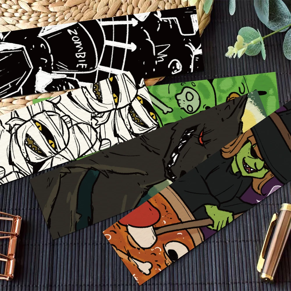 30pcs Halloween Bookmarks Paper Funny Pumpkin Ghosts Reading Page Book Markings Paper Card Bookmarks Creative Gift For Children