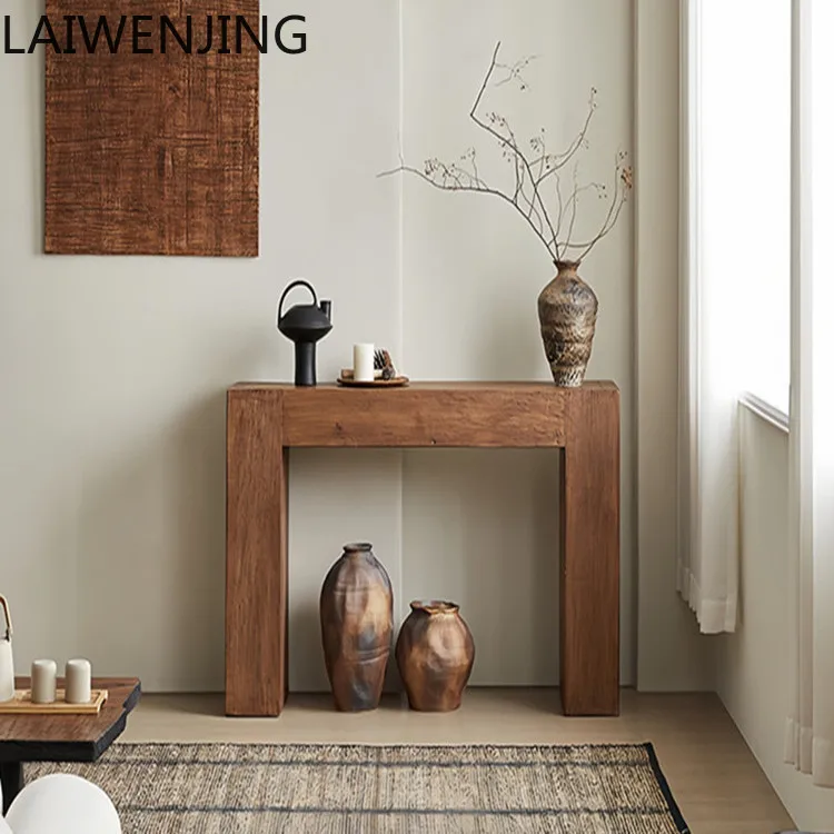 طاولة مدخل من الخشب الصلب من SGF wabi-sabi طاولة فاخرة خفيفة إيطالية قديمة على الحائط #4