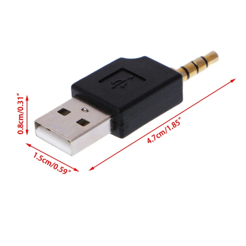 3.5mm to USB 2.0 Male Aux Auxiliary Adapter For Apple iPod Shuffle 1st 2nd MP3