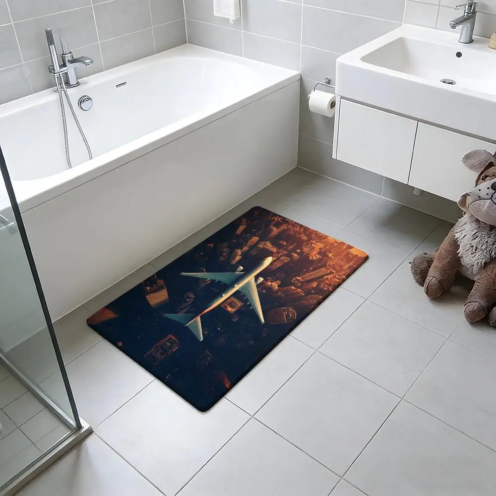 fashion P-plane Floor Mat Absorbent Floor Mat Non-Slip Entrance Rug for Bathrooms Restrooms and Toilets