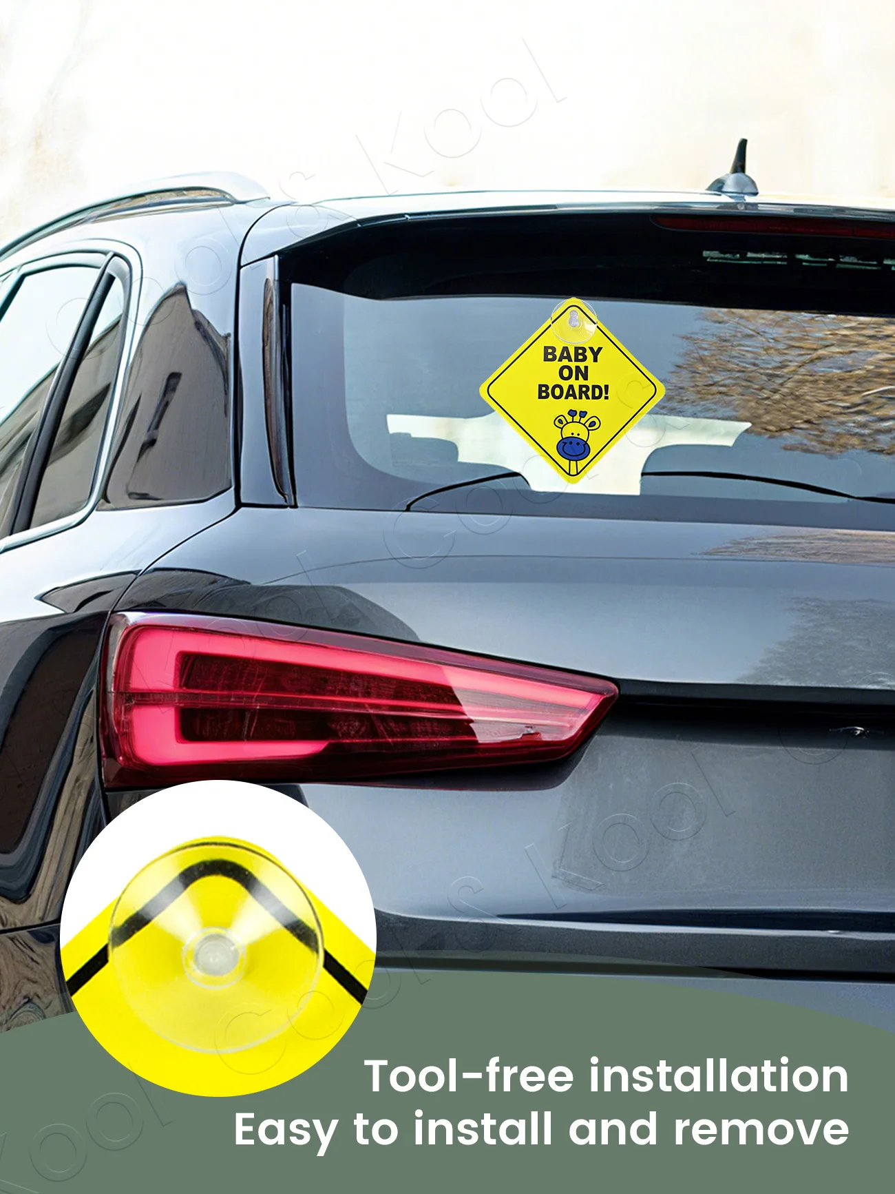 Wachen Sie auf Ihren kleinen Beifahrer auf: Einfach anzubringender 'Baby an Bord'-Warnaufkleber mit starkem Saugnapf für Autofenster – Detail 4