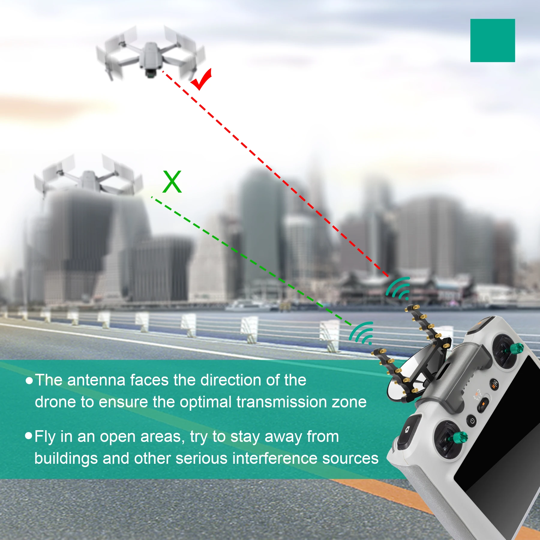 Wzmacniacz sygnału antenowego ze wspornikiem do pilota zdalnego sterowania DJI RC Extende Ranger do Mini 3/3 Pro/Air 2S Mavic 3/3 Pro — zdjęcie produktu 3