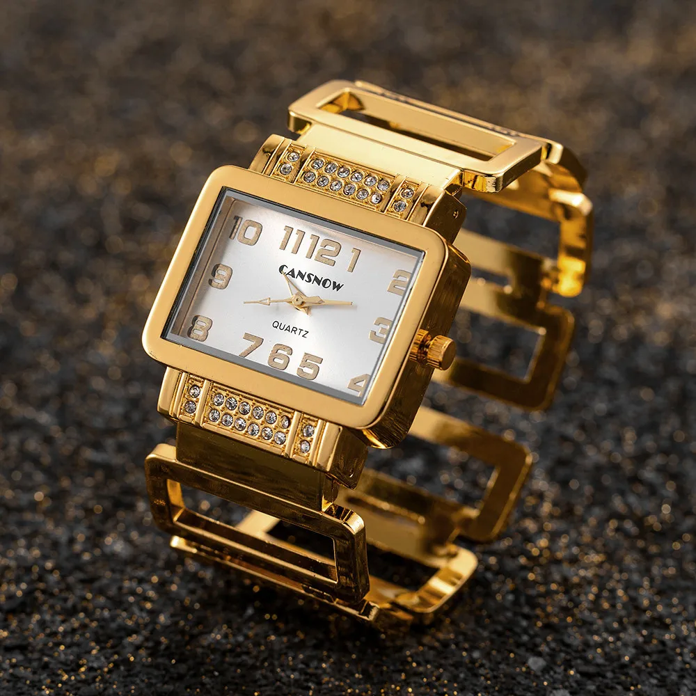 

Fashion Luxury Ladies Watch Gold Silver Bangle Bracelet Exquisite Personality Rectangle Dial Women Quartz Wristwatch Gift