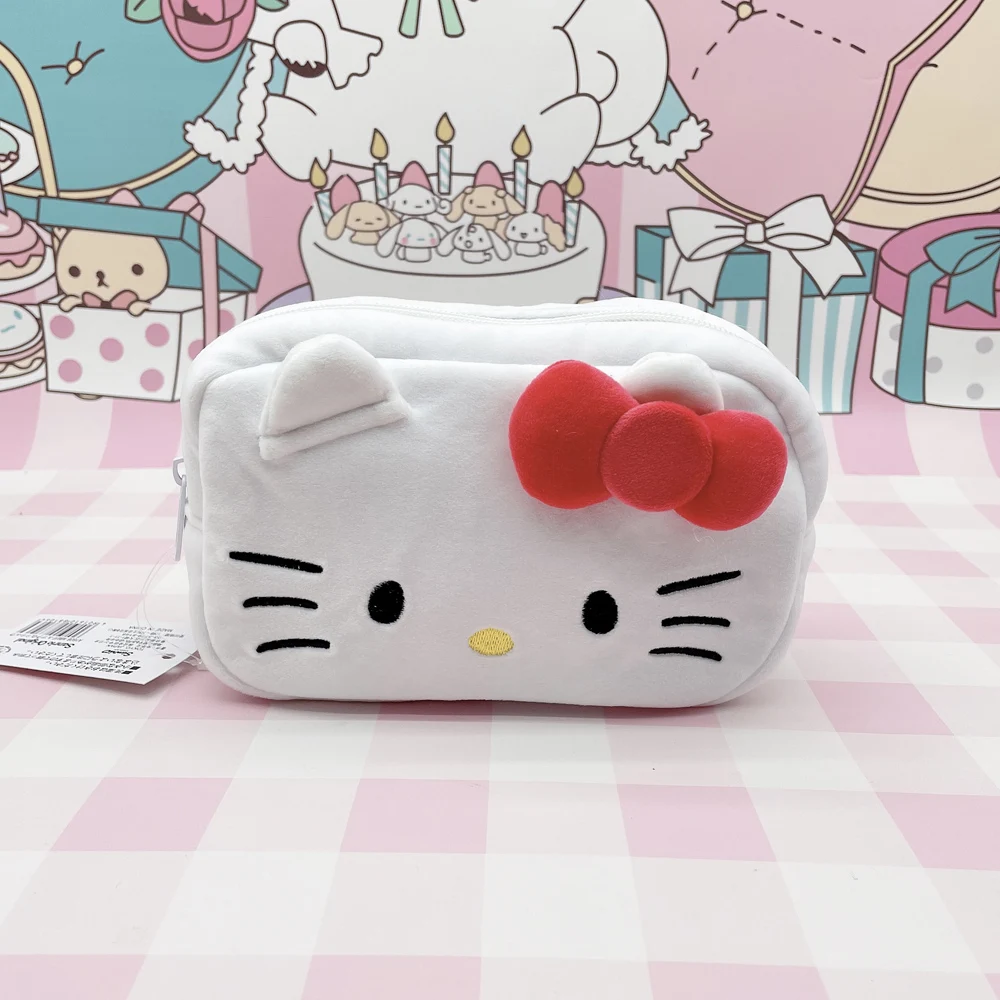 Cute Hello Kitty Pencil Bag Plush Anime Sanrio Student Stationery High-Capacity Pen Case Cartoon Cosmetic Storage Bag Girl Gift