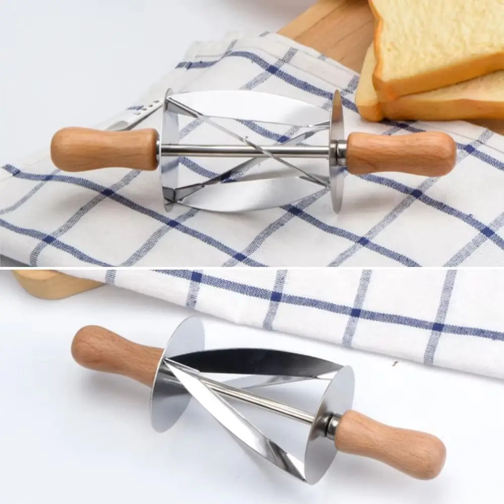 Cortador de Masa Ondulada con Mango de Madera, Cortador de Croissants con Forma de Ola Grande, Mango Ergonómico y Duradero