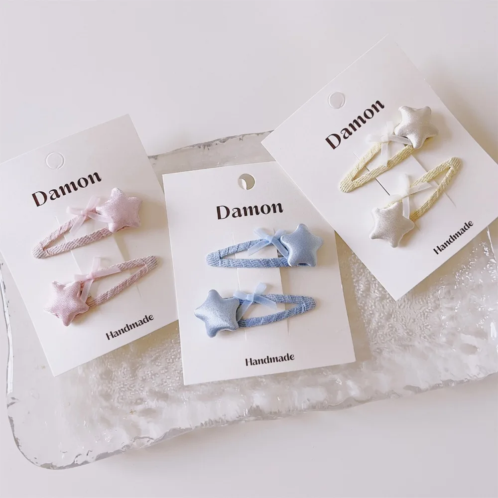 Bow Star Ribbon Decoration New Korean Kids Hair Clip Girl Simple Blue Pink Baby Bangs Side Clip