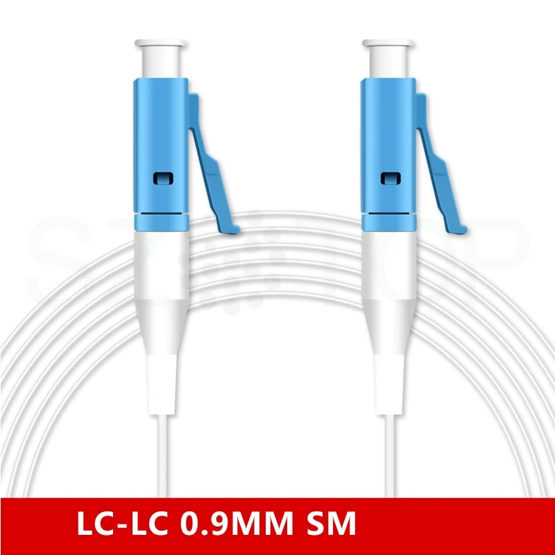 Cable de parche de fibra óptica, accesorio personalizado de 1M SM SX, color blanco, 0,9mm, modo único, LC SC FC ST UPC APC