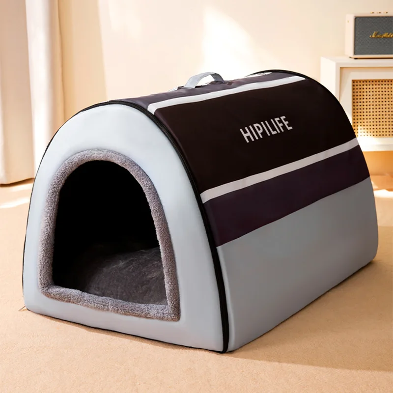 Casa cálida extraíble para mascotas, cama lavable para perros grandes y medianos, portátil, diseño clásico, cama para dormir