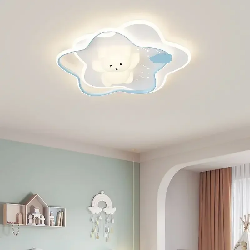 LED Children's Room Ceiling light Cute Rabbit Bear star Light Creative Cartoon pink Little Boy Girl Bedroom warm Ceiling Lamp